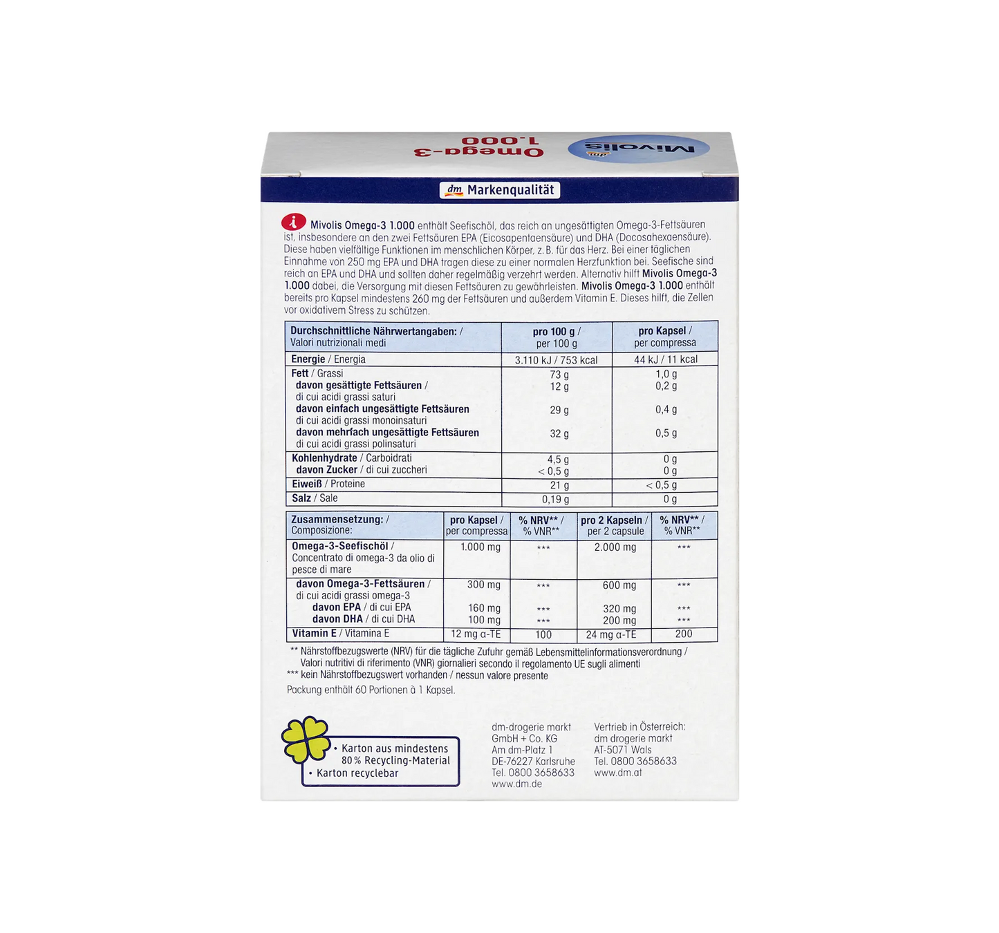 Omega-3 1000, capsules 60 pcs., 85.1 g