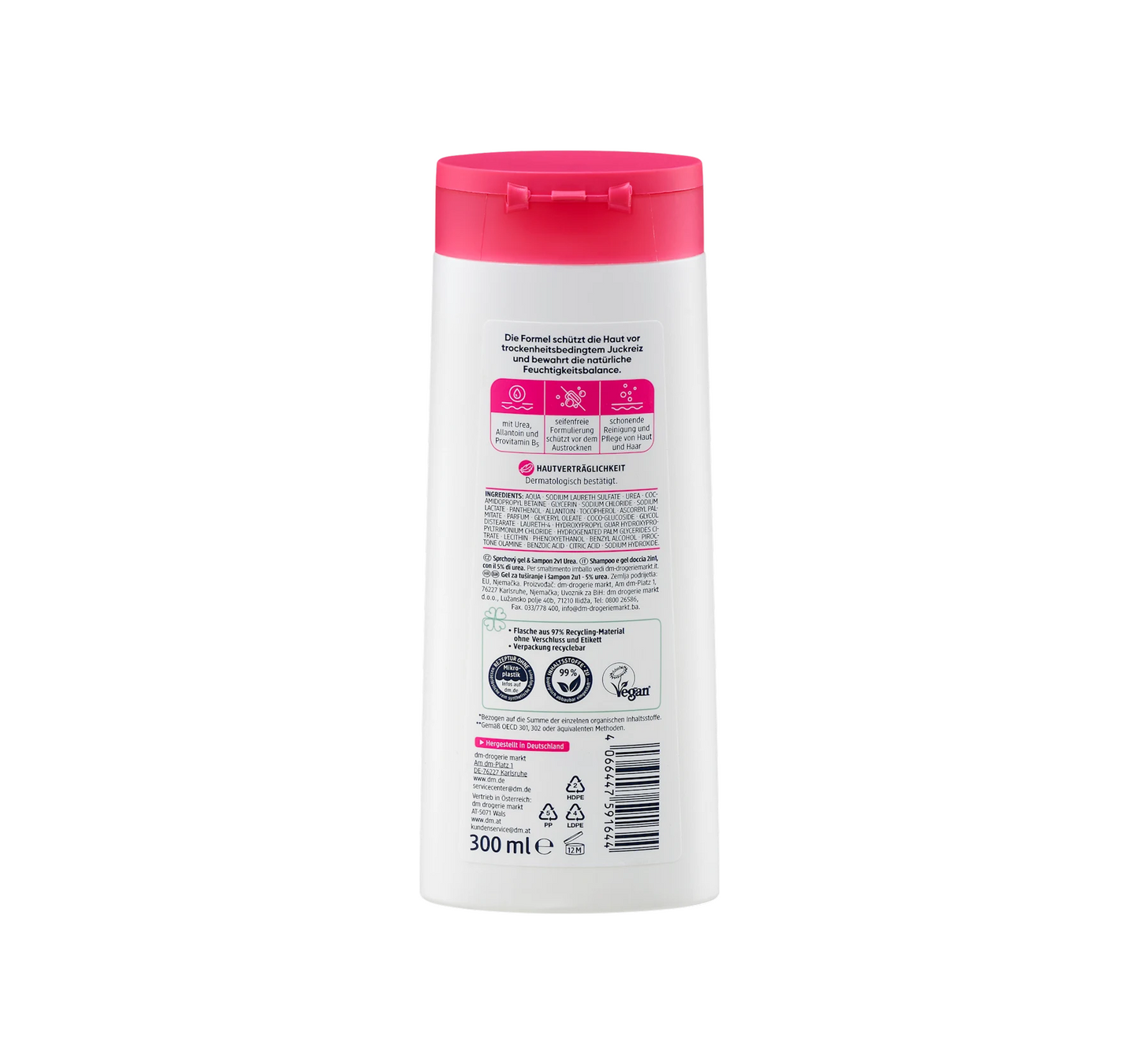 Dušas želeja 2-in-1 duša + šampūns 5% urīnvielas, 300 ml