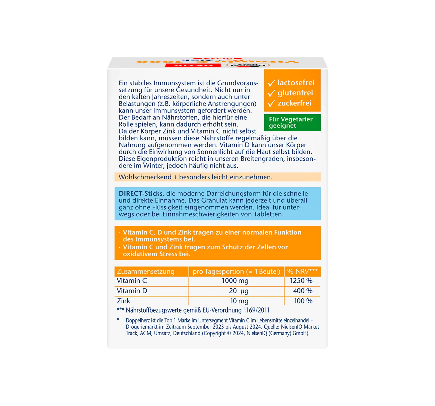 C-vitamiin 1000mg + Zinc Direct, 20 tk