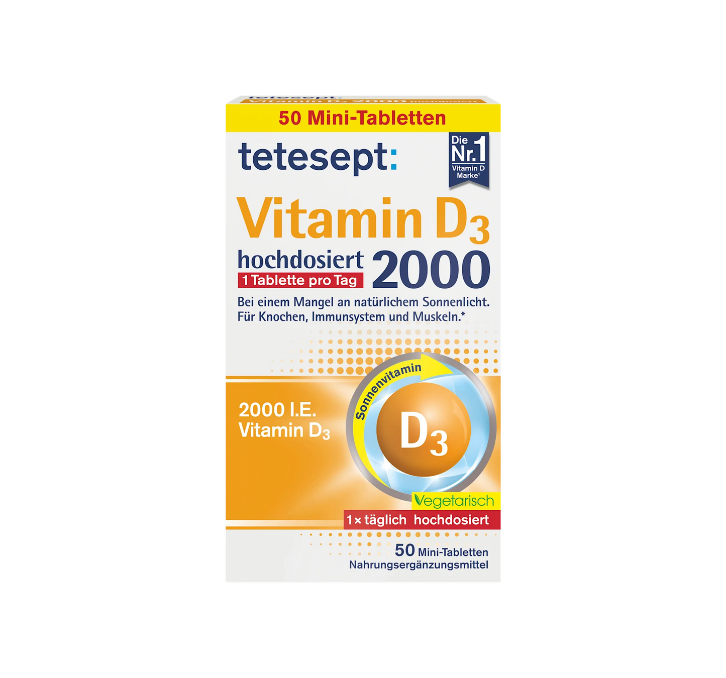 Comprimidos de vitamina D3 2000 UI 50 unidades, 15,3 g