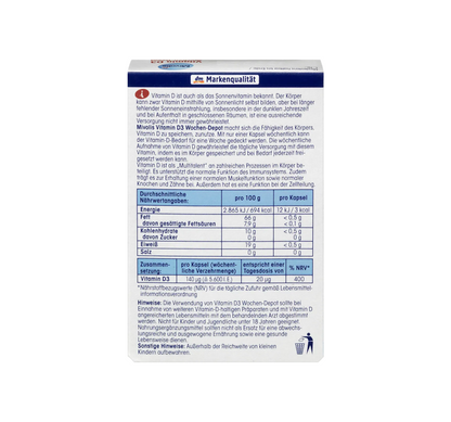 Vitamin D3 5600 IU Weekly Depot Soft Capsules 12 pcs., 5 g