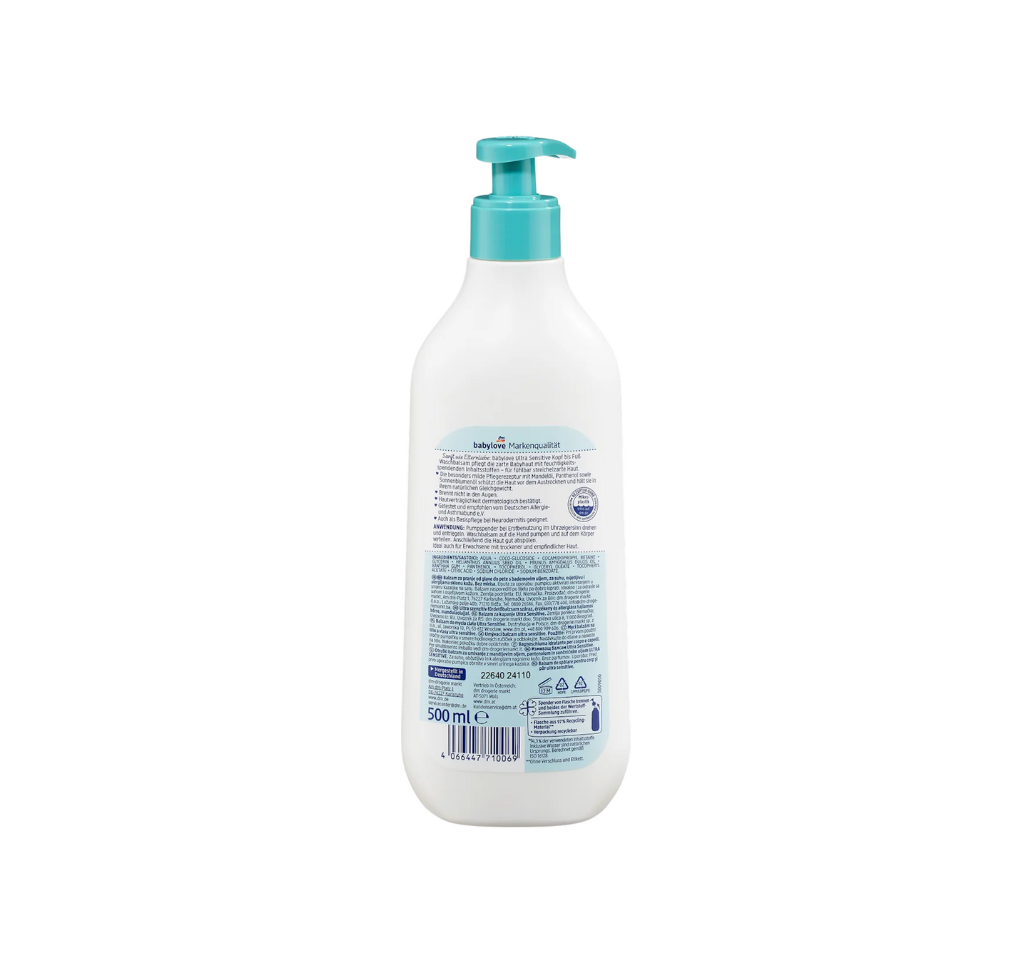 Wash balm head to toe ultra sensitive, 500 ml